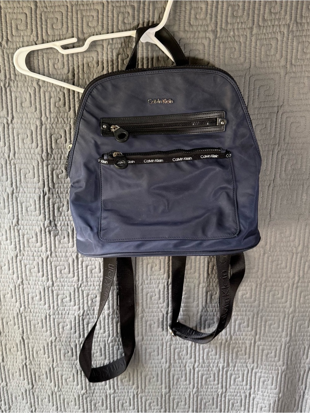 Calvin Klein Georgina Navy Blue Nylon Backpack Rucksack Logo Straps Pockets